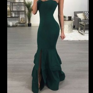 Green mermaid prom dress